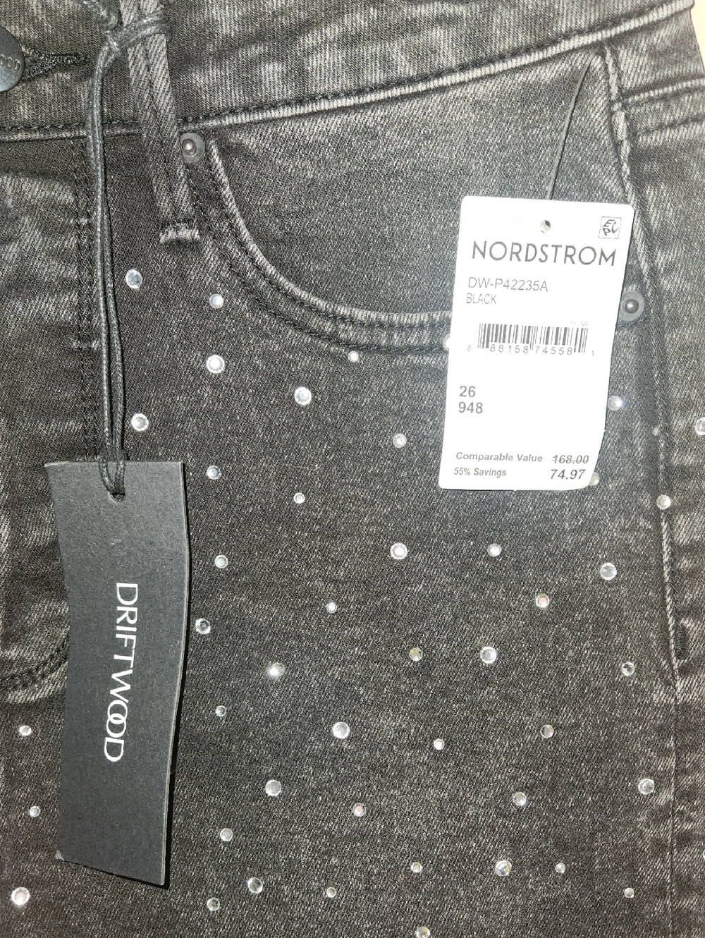 NWT DRIFTWOOD Royce‎ After Party High Waist Crystal Embellished Jeans Size 26 - Picture 6 of 15